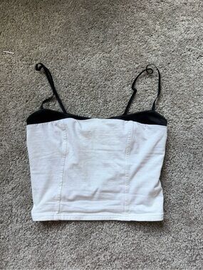 Altar'd State White Cropped Cami with Black Trim